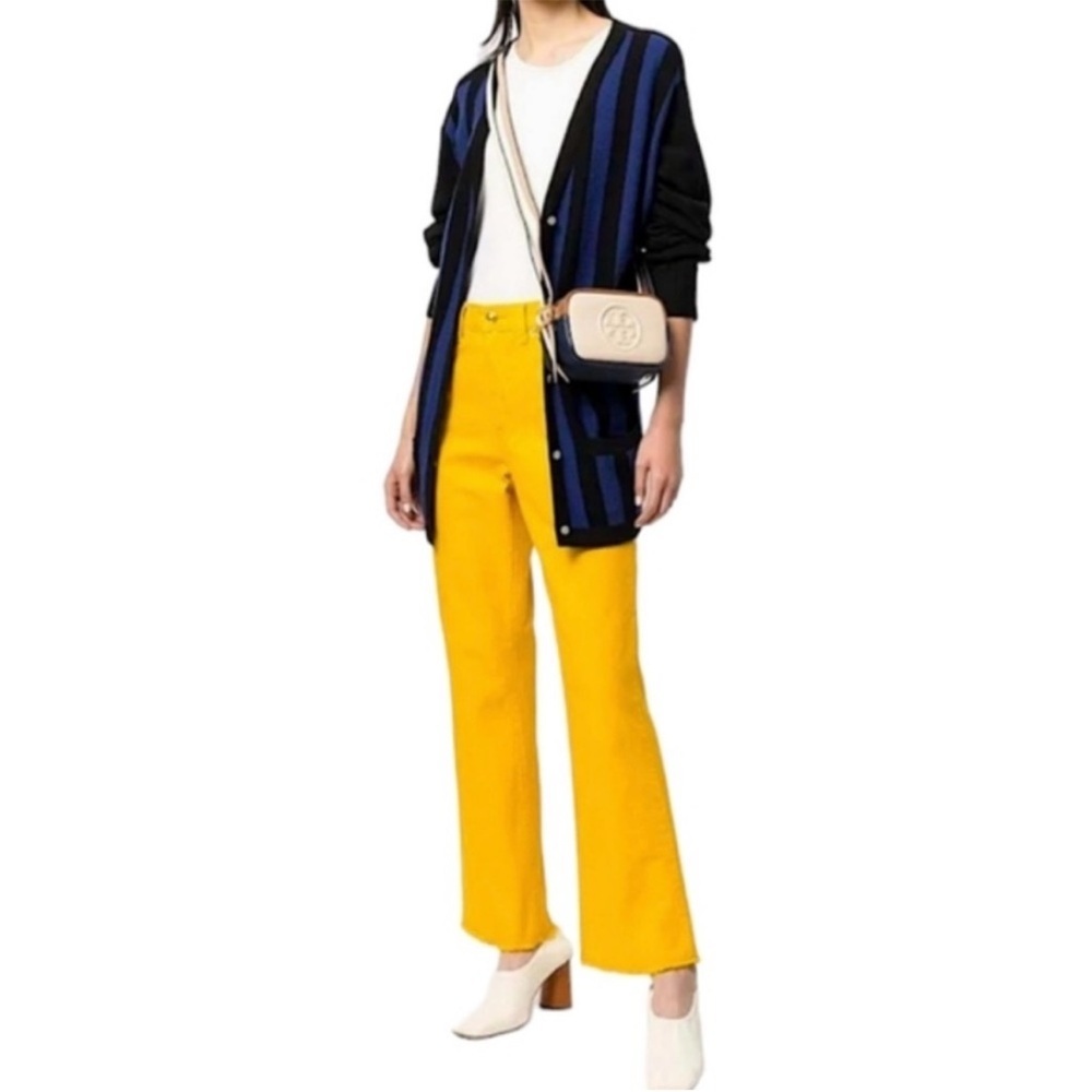 Tory Burch Bootcut Denim Pants in Gold Crest